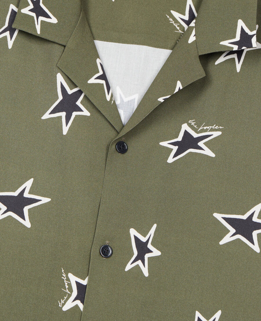 The Kooples MEN KAKI BLACK short-sleeved star printed shirt