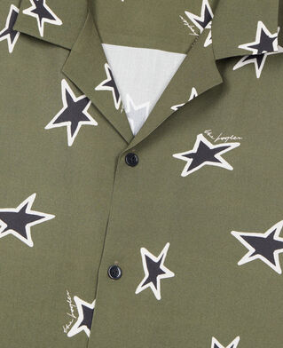 The Kooples MEN KAKI BLACK short-sleeved star printed shirt