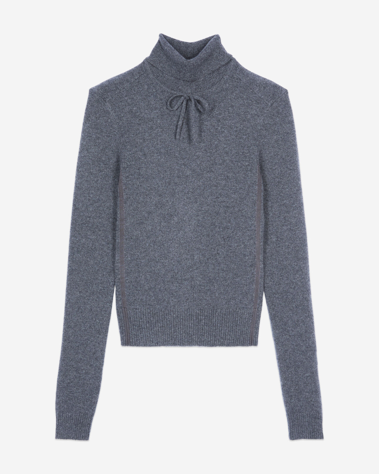 The Kooples WOMEN ANTHRACITE MELANGE grey cashmere sweater