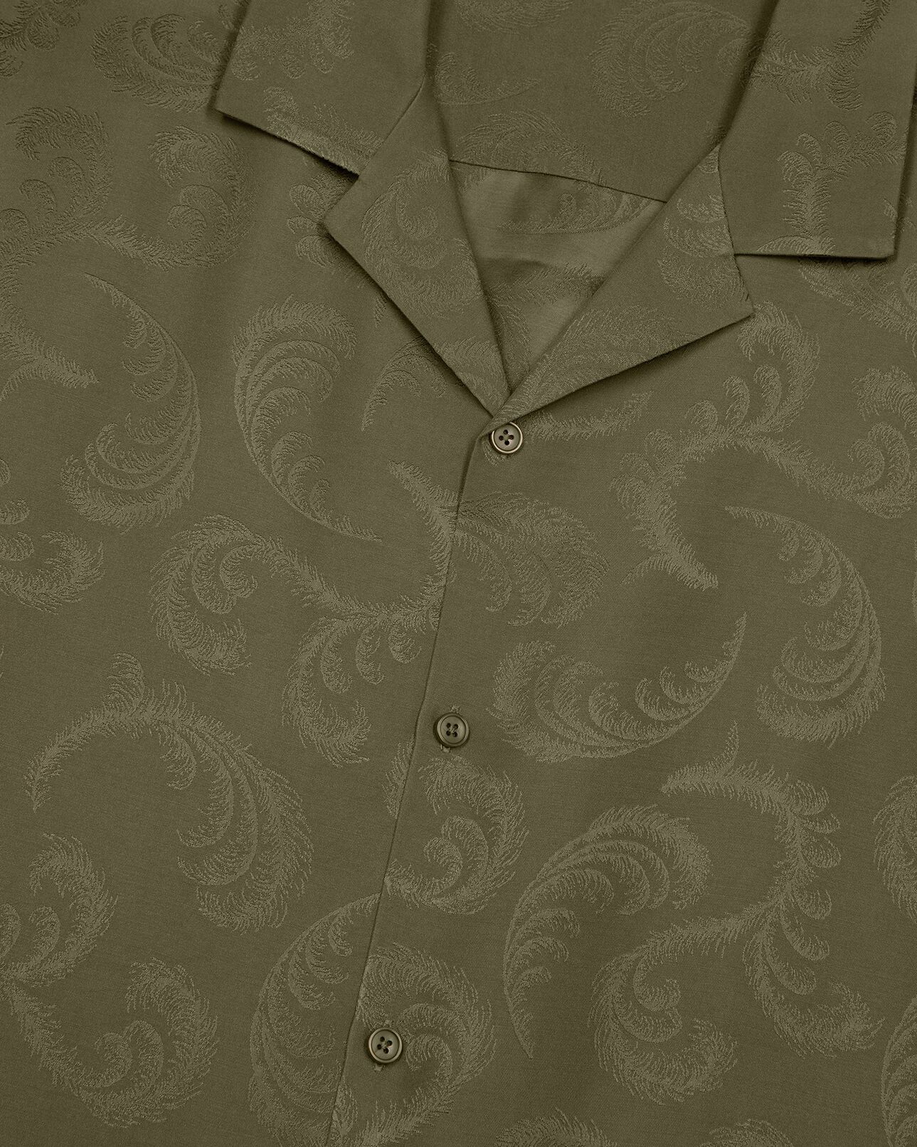 The Kooples H OLIVE KAKI short-sleeved khaki jacquard shirt