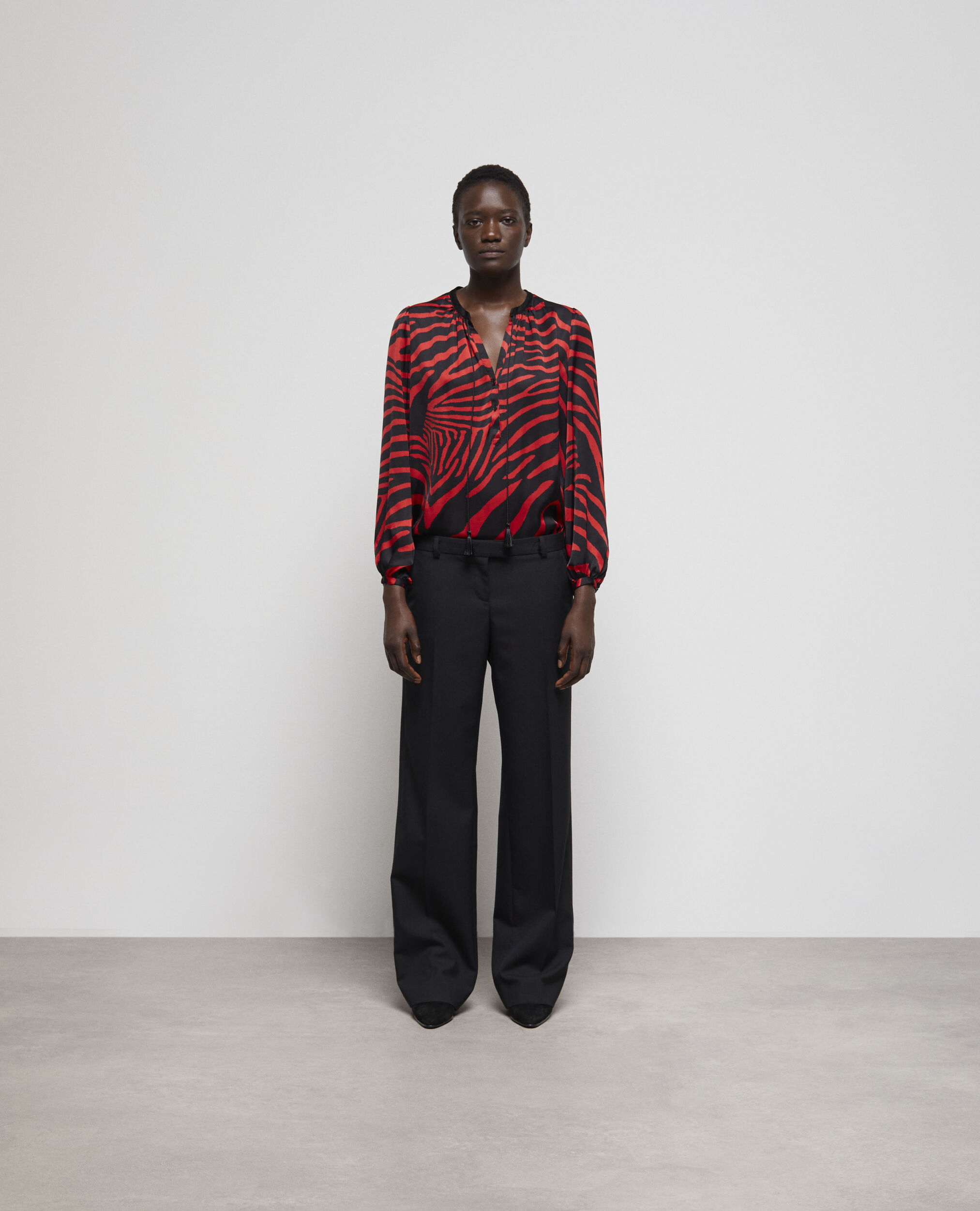 Pantalon en laine noir, BLACK, hi-res image number null