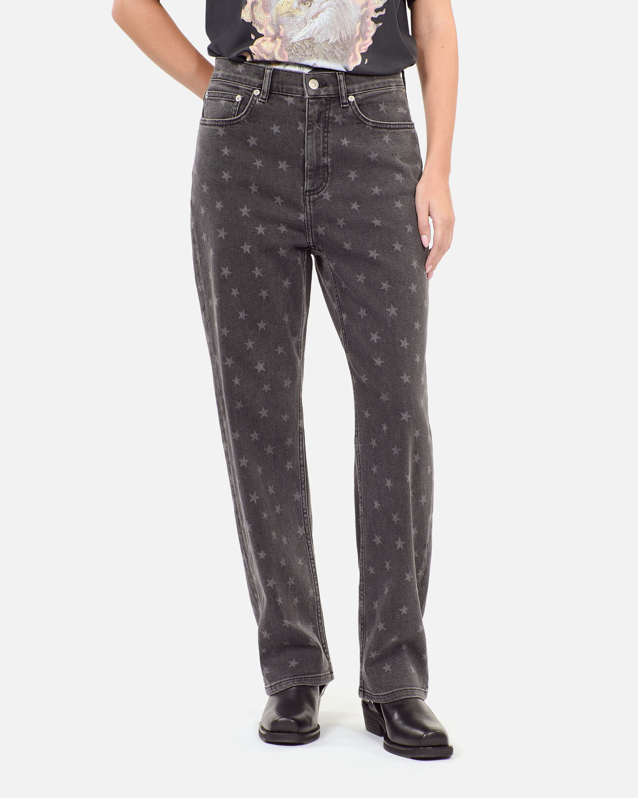 The Kooples WOMEN BLACK star printed boyfriend jeans