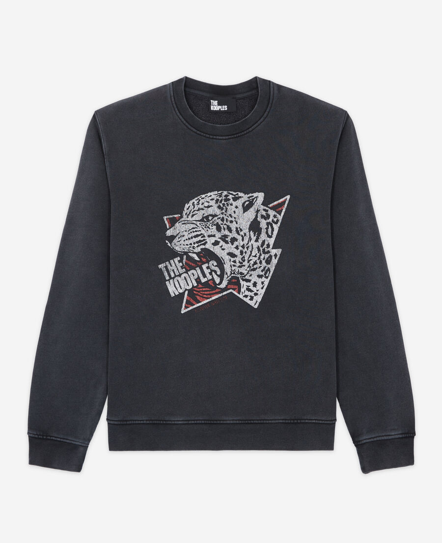 sweatshirt sérigraphié tigre noir