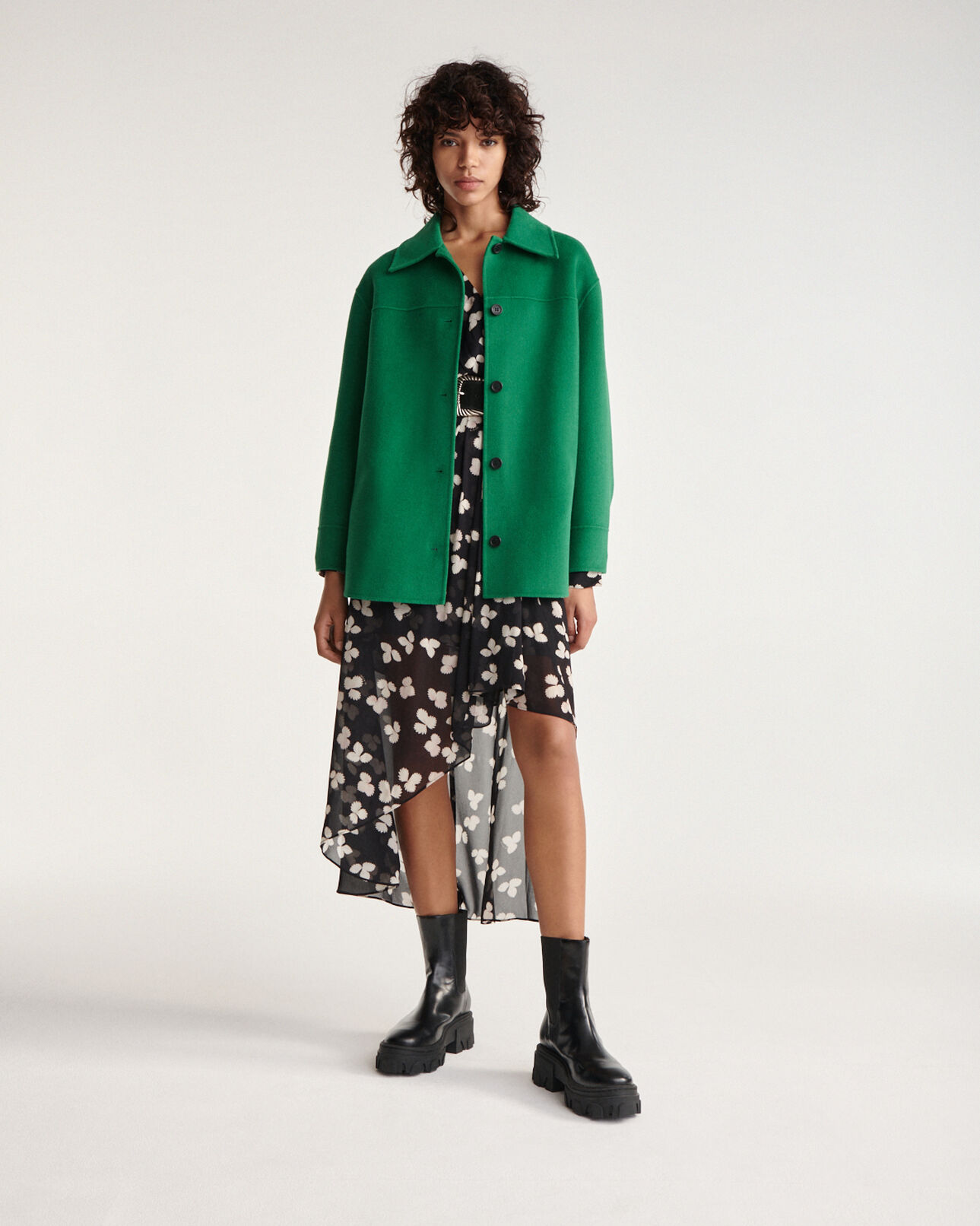 The Kooples WOMEN APPLE overshirt-style green wool jacket