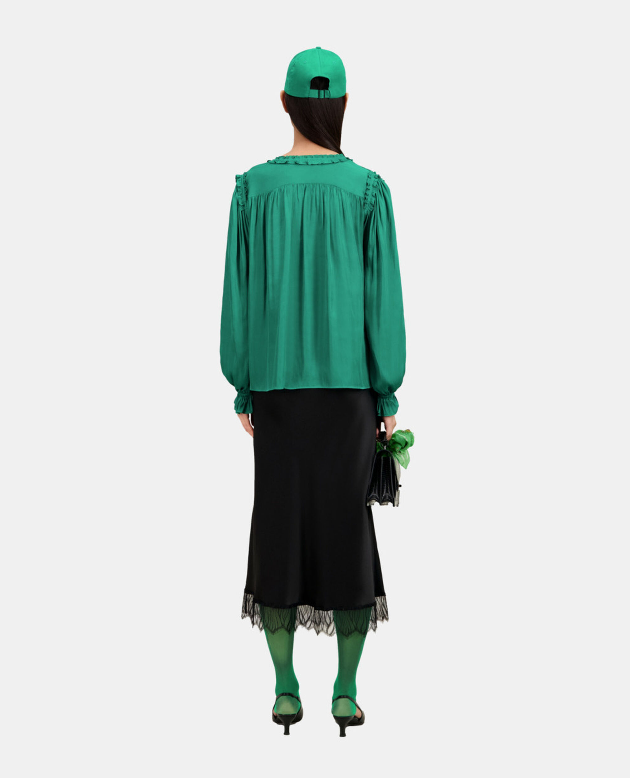Green top with shirring, GREEN, hi-res image number null