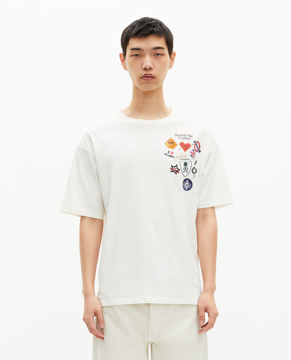 The Kooples HOMME ECRU t-shirt imprimé effet pins écru