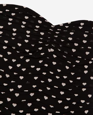 The Kooples F BLACK WHITE short strapless black heart print dress
