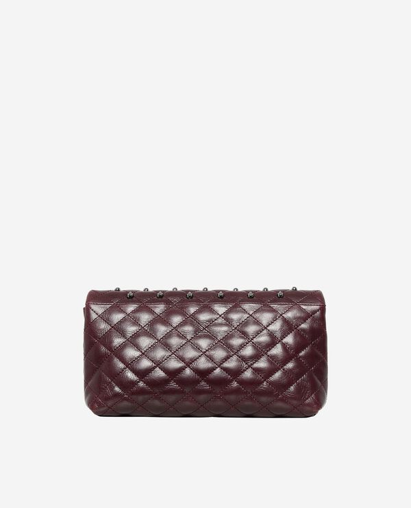 The Kooples WOMEN BURGUNDY heritage small clutch bag in burgundy leather