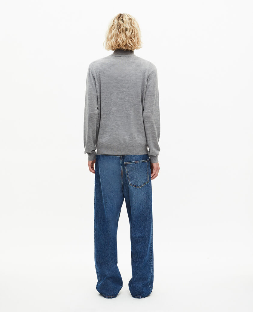 The Kooples MEN MIDDLE GREY grey stand-up collar sweater