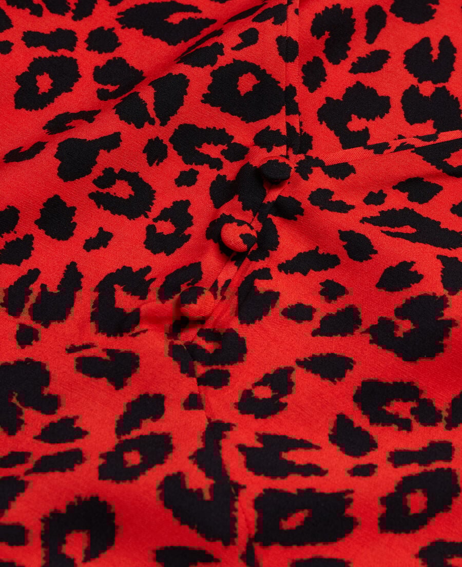 The Kooples FEMME ORANGE - BLACK robe courte léopard orange