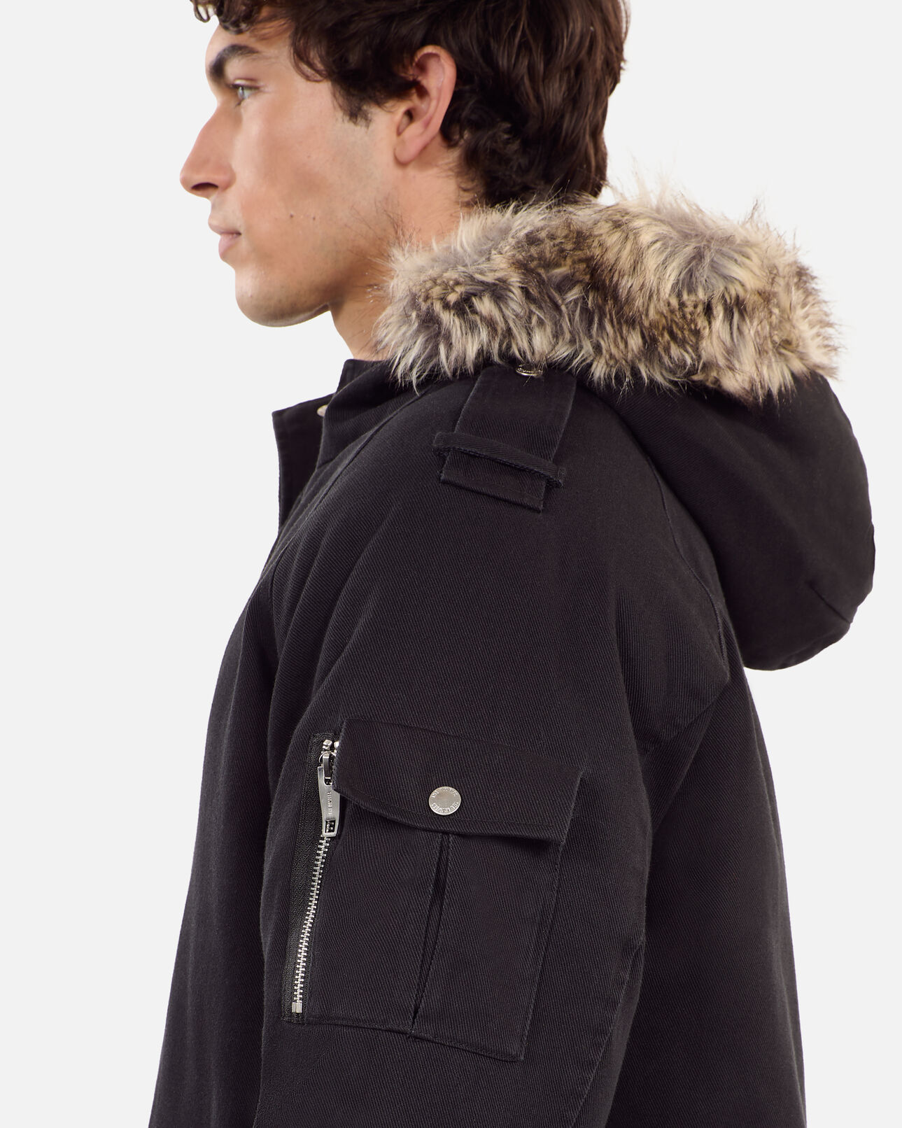 The Kooples HOMME BLACK parka à capuche noire