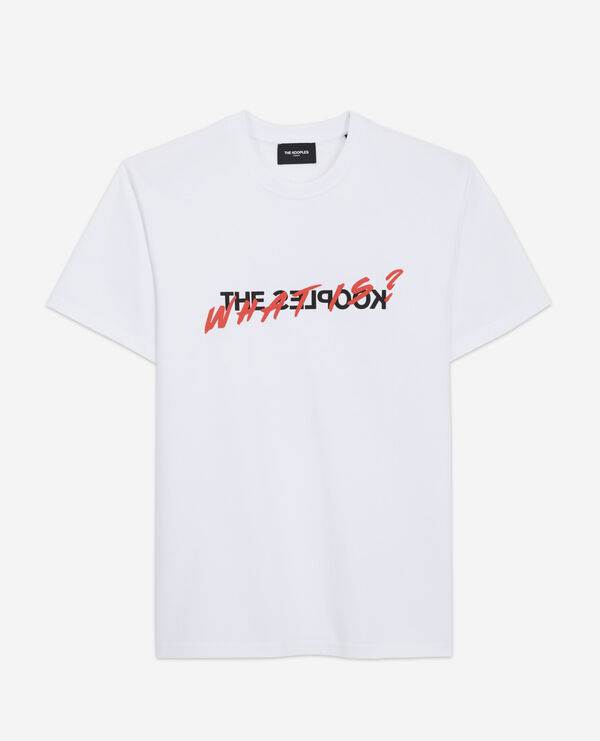 weißes t-shirt „what is“ für herren
