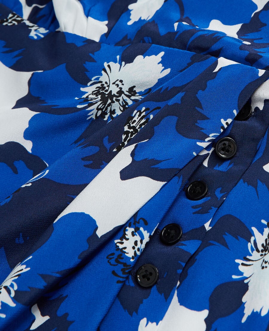 The Kooples WOMEN BLUE short printed silk wrap dress