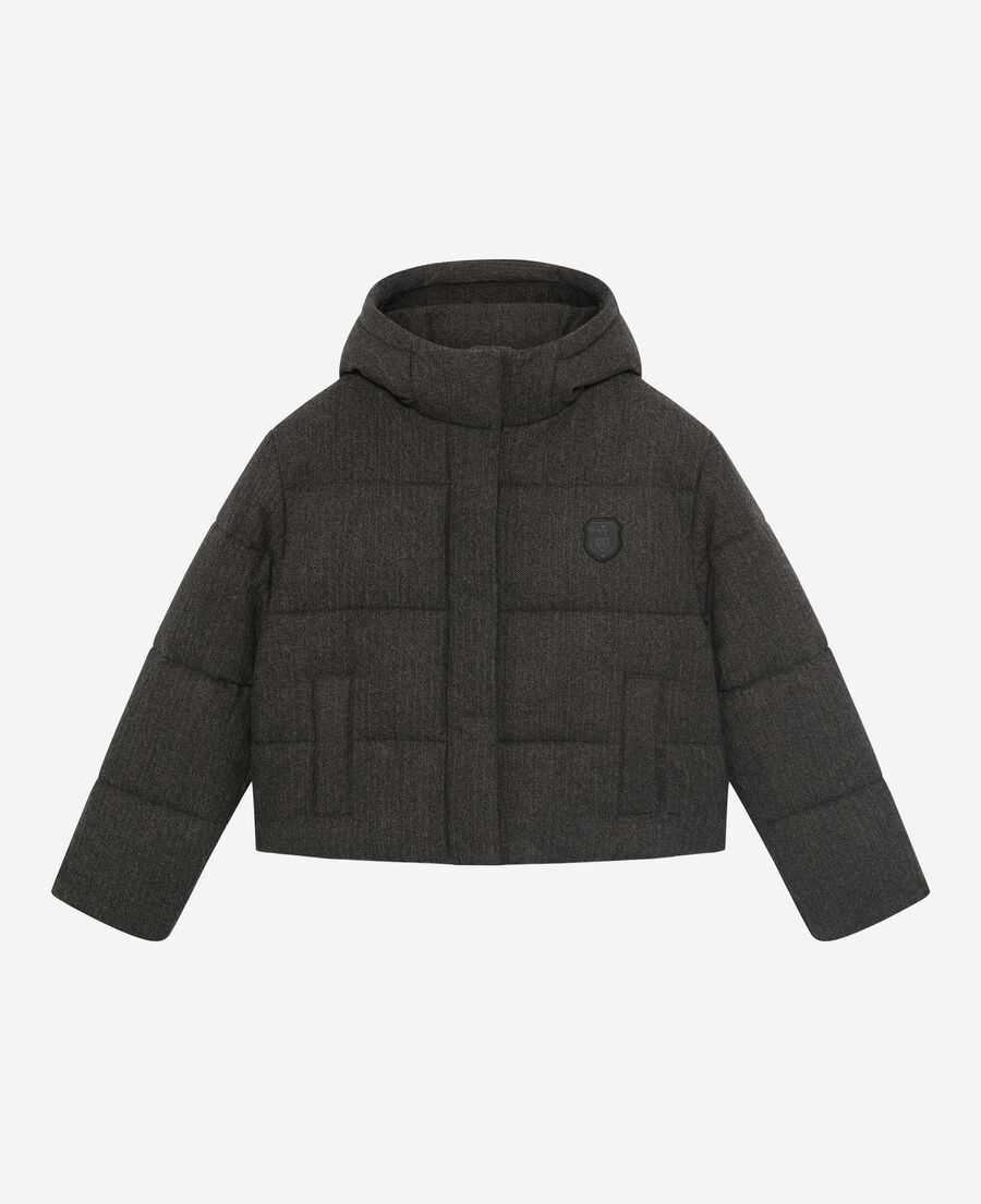 The Kooples F STONE short dark grey wool down jacket