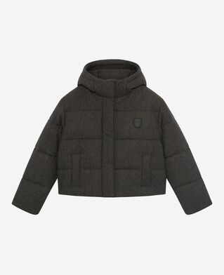 The Kooples F STONE short dark grey wool down jacket