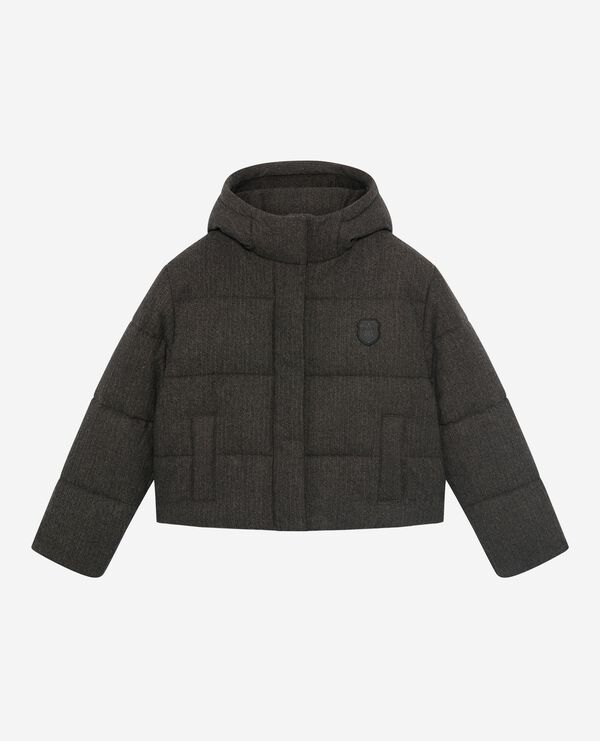 The Kooples FEMME STONE doudoune en laine courte gris foncé