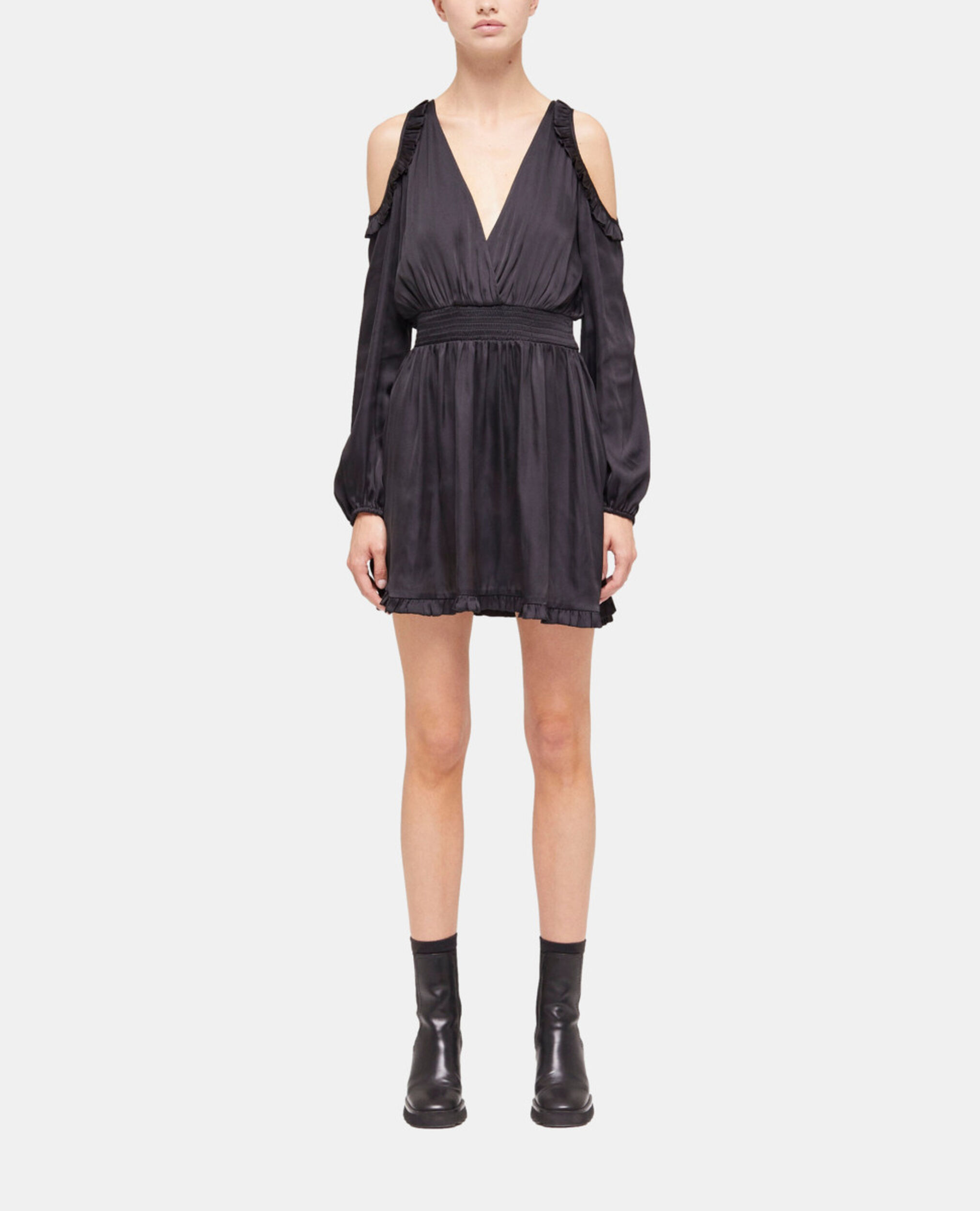 Short black frilly dress, BLACK, hi-res image number null