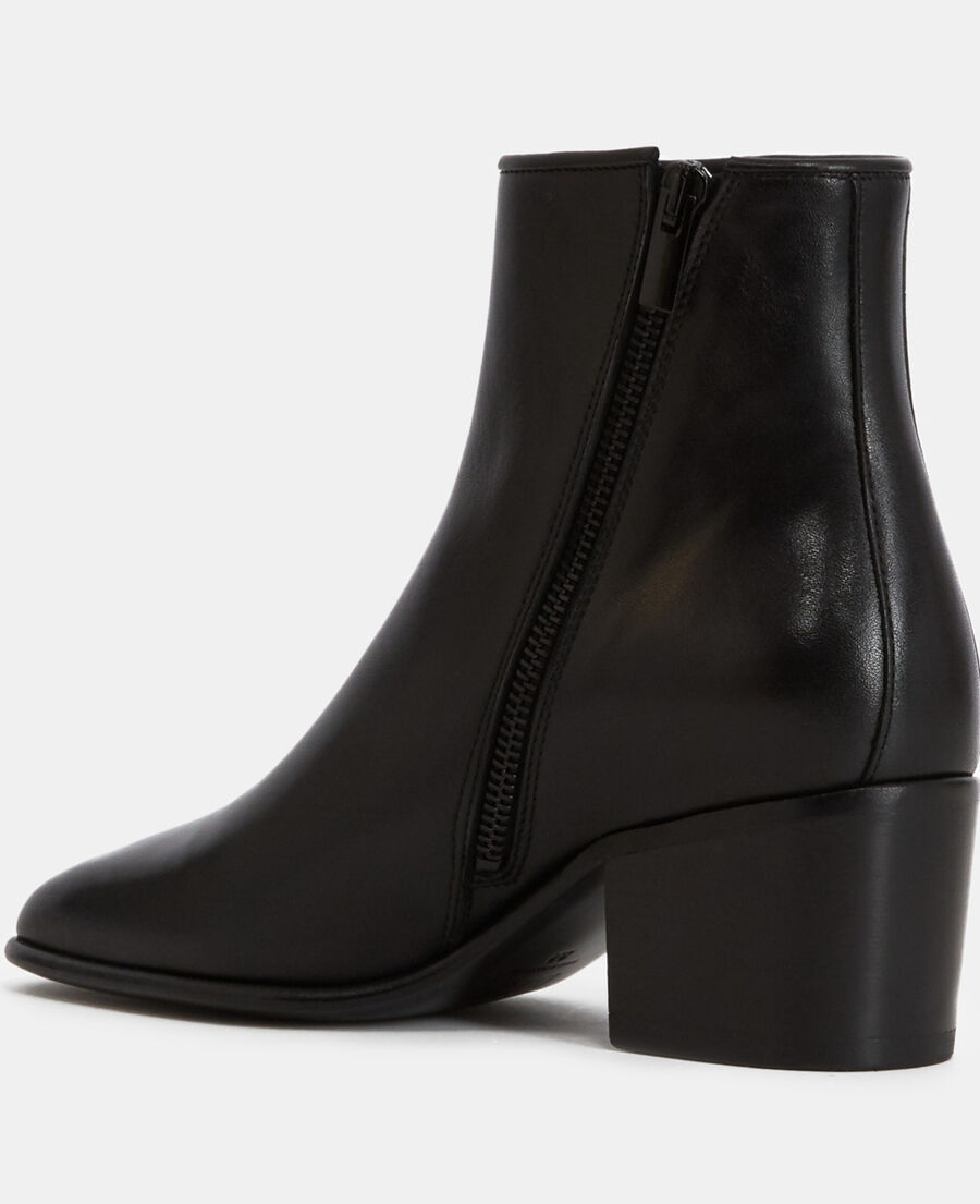 black square heel leather boots