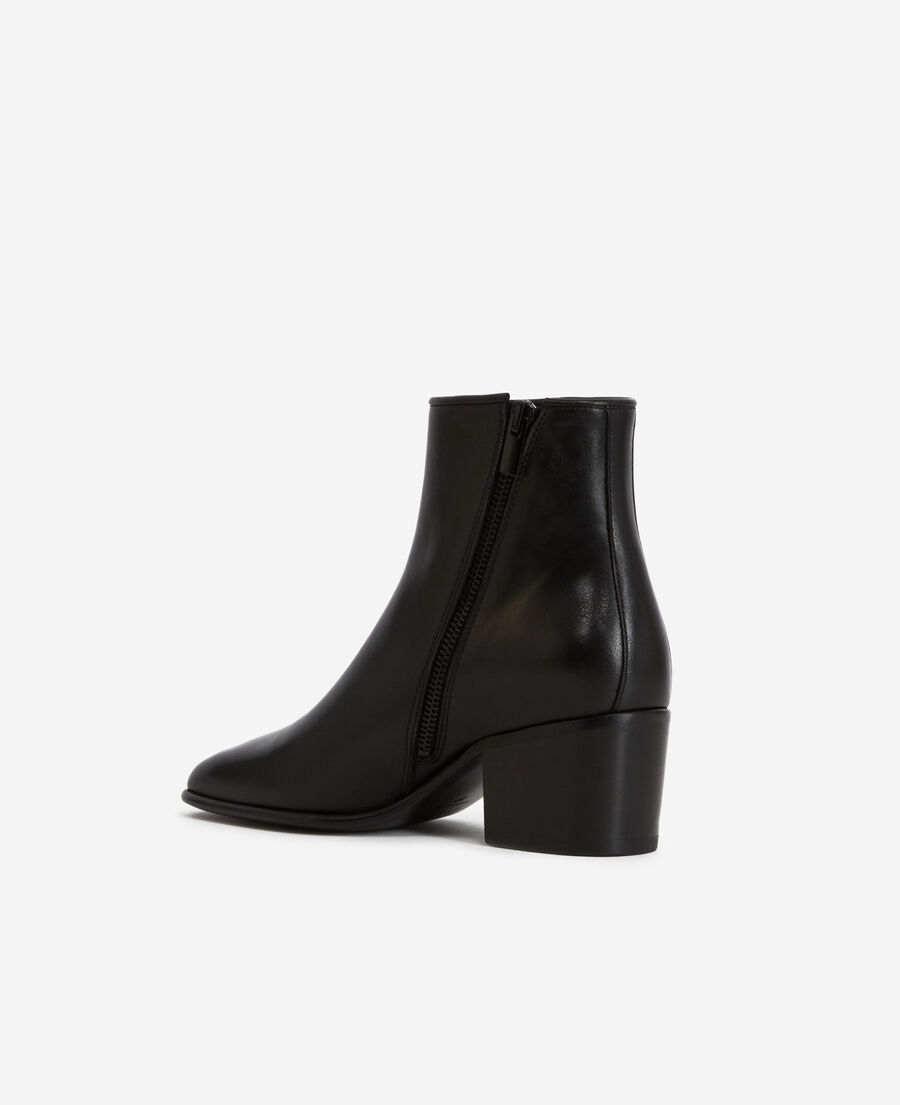 black square heel leather boots