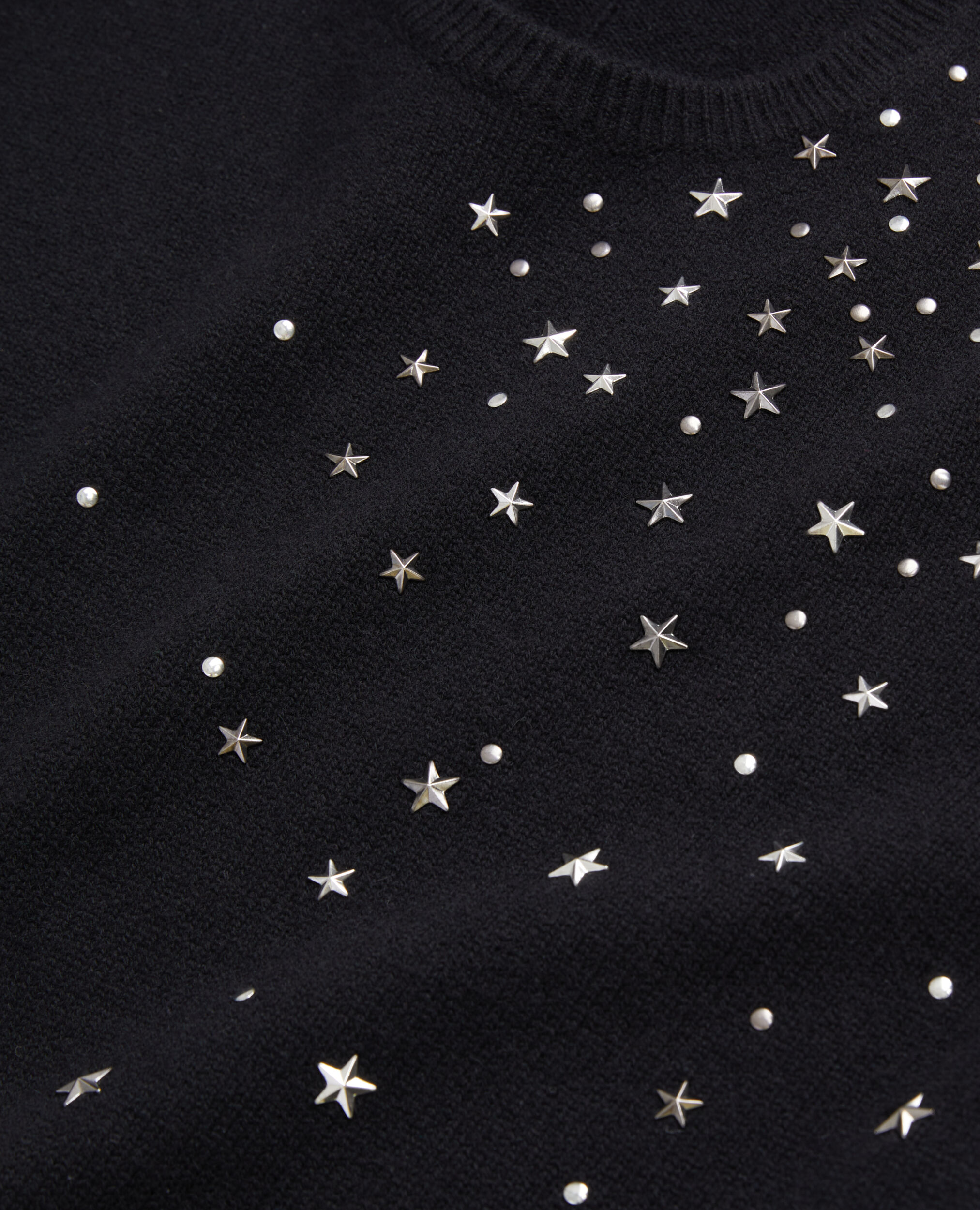 Pull noir en mélange de cachemire avec étoiles, BLACK, hi-res image number null