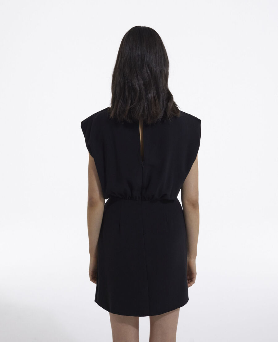 short black wrap dress in crepe fabric