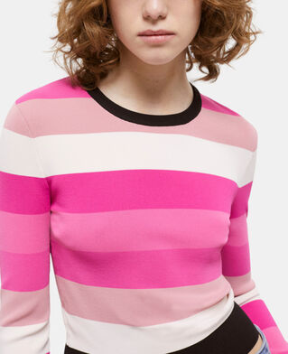 The Kooples WOMEN LIGHT PINK/DARK PINK/BLAC short pink striped sweater