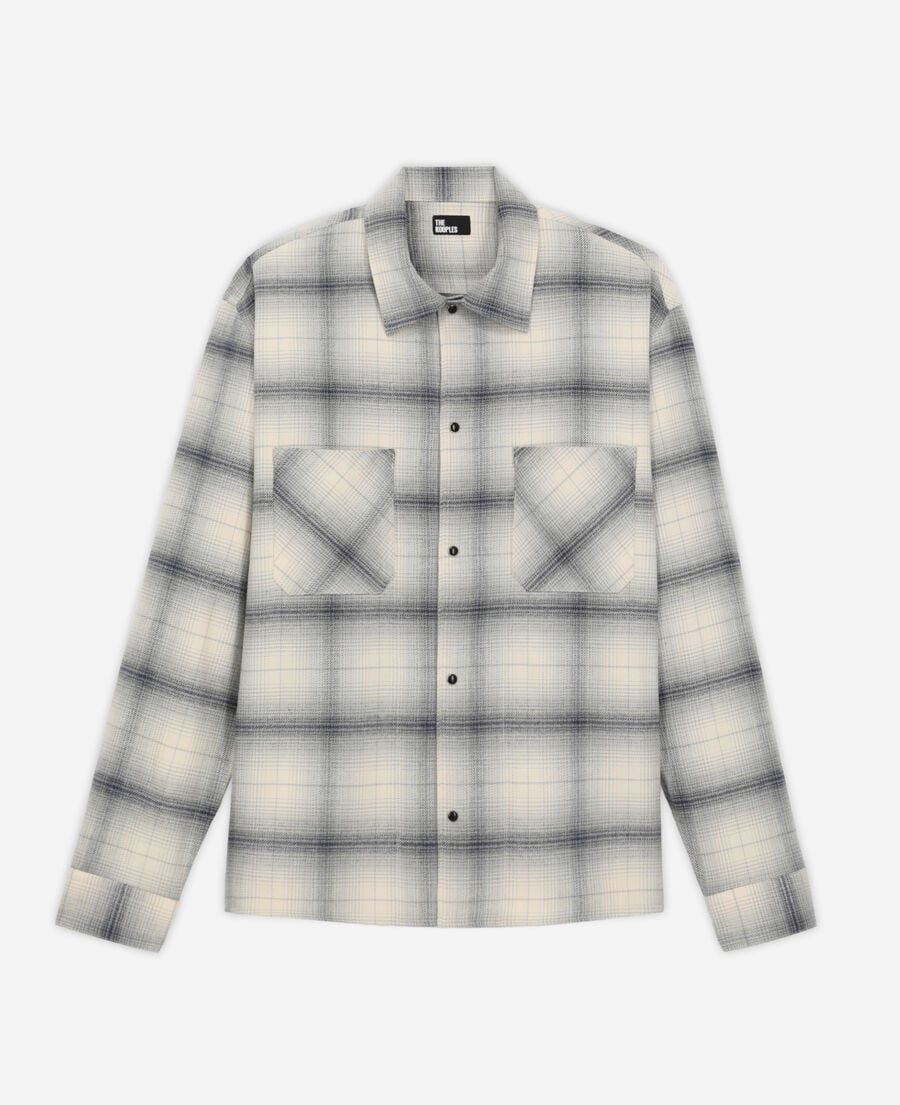 The Kooples HOMME NAVY-BEIGE chemise col classique à carreaux