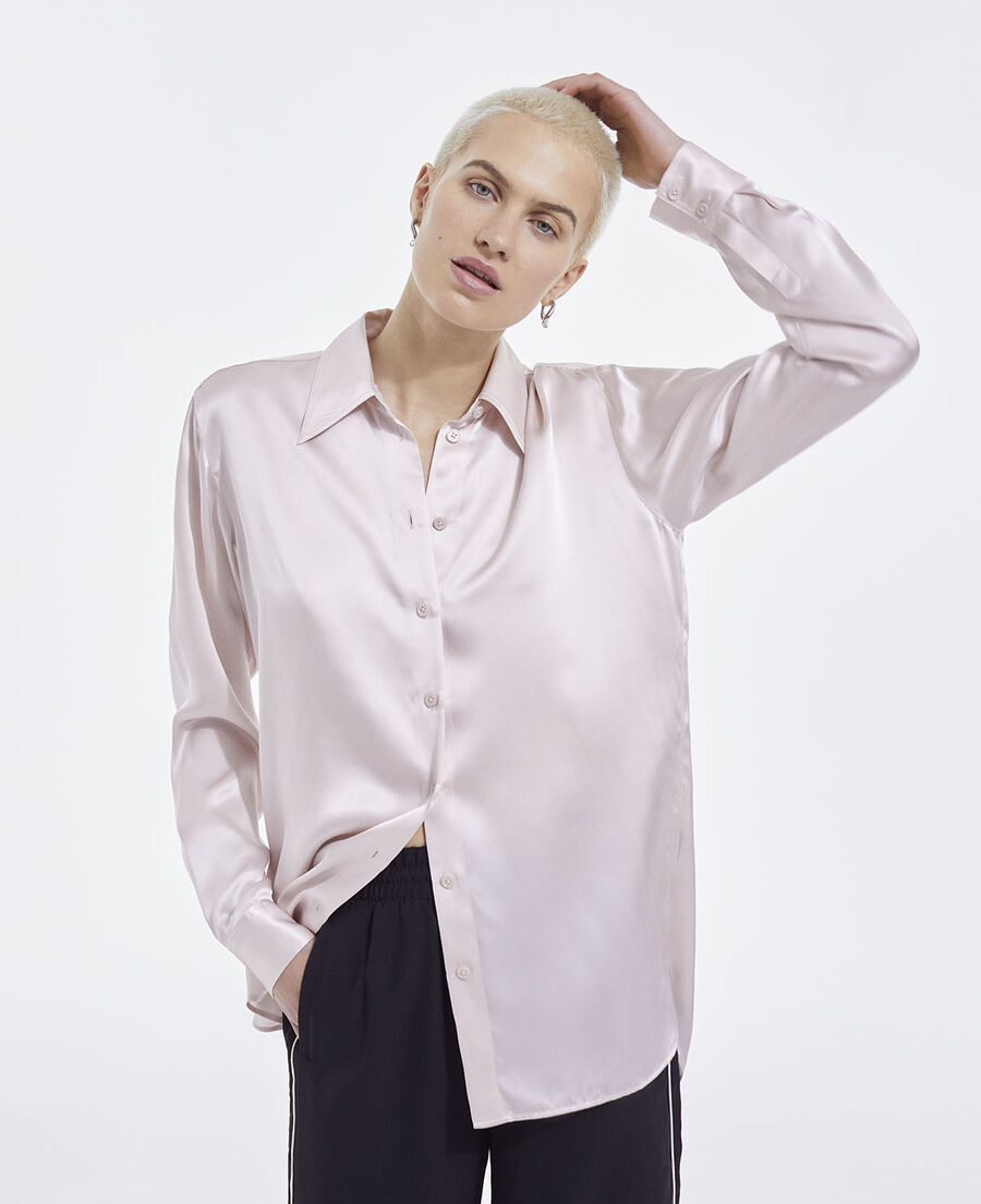pale pink silk shirt with wide cuffs