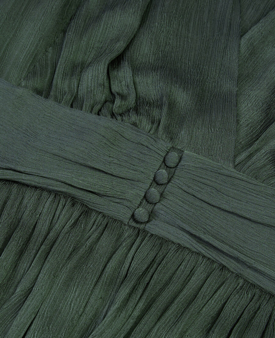 vestido corto verde tejido arrugado