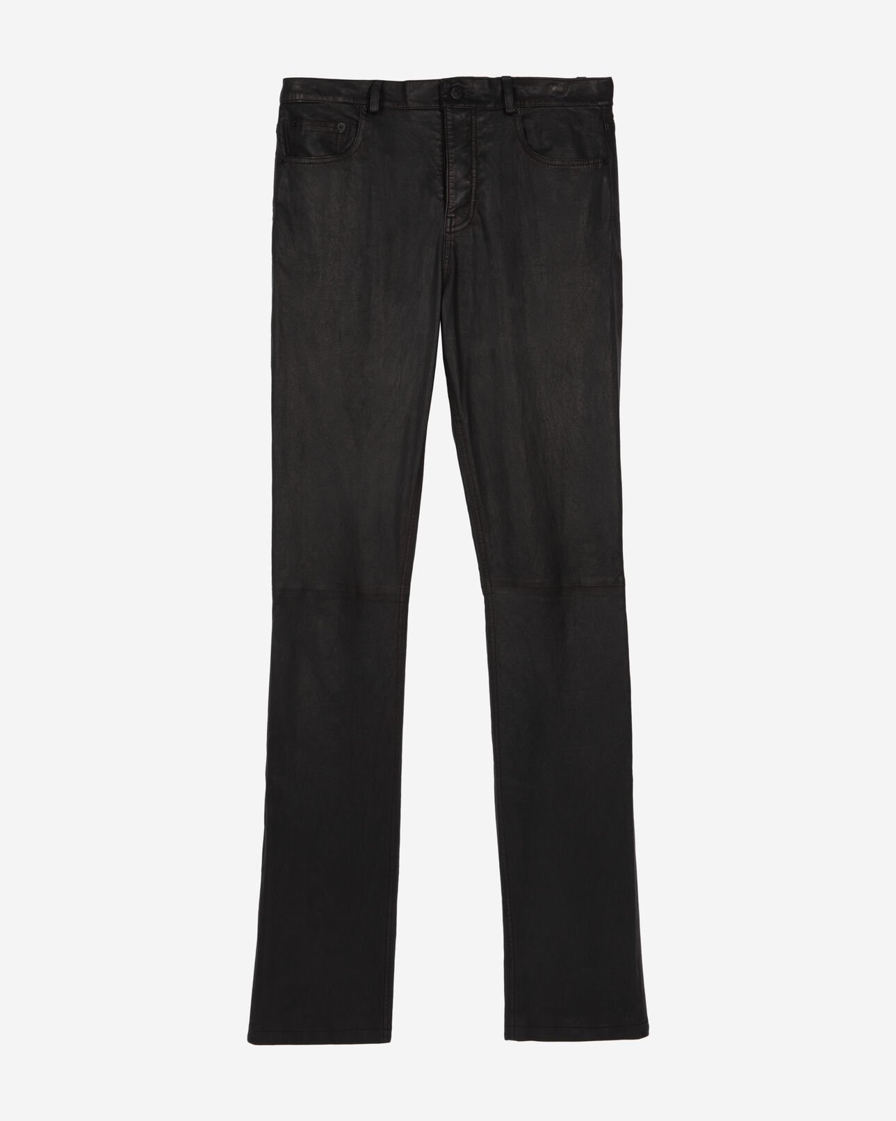 The Kooples MEN BLACK black leather slim-fit pants