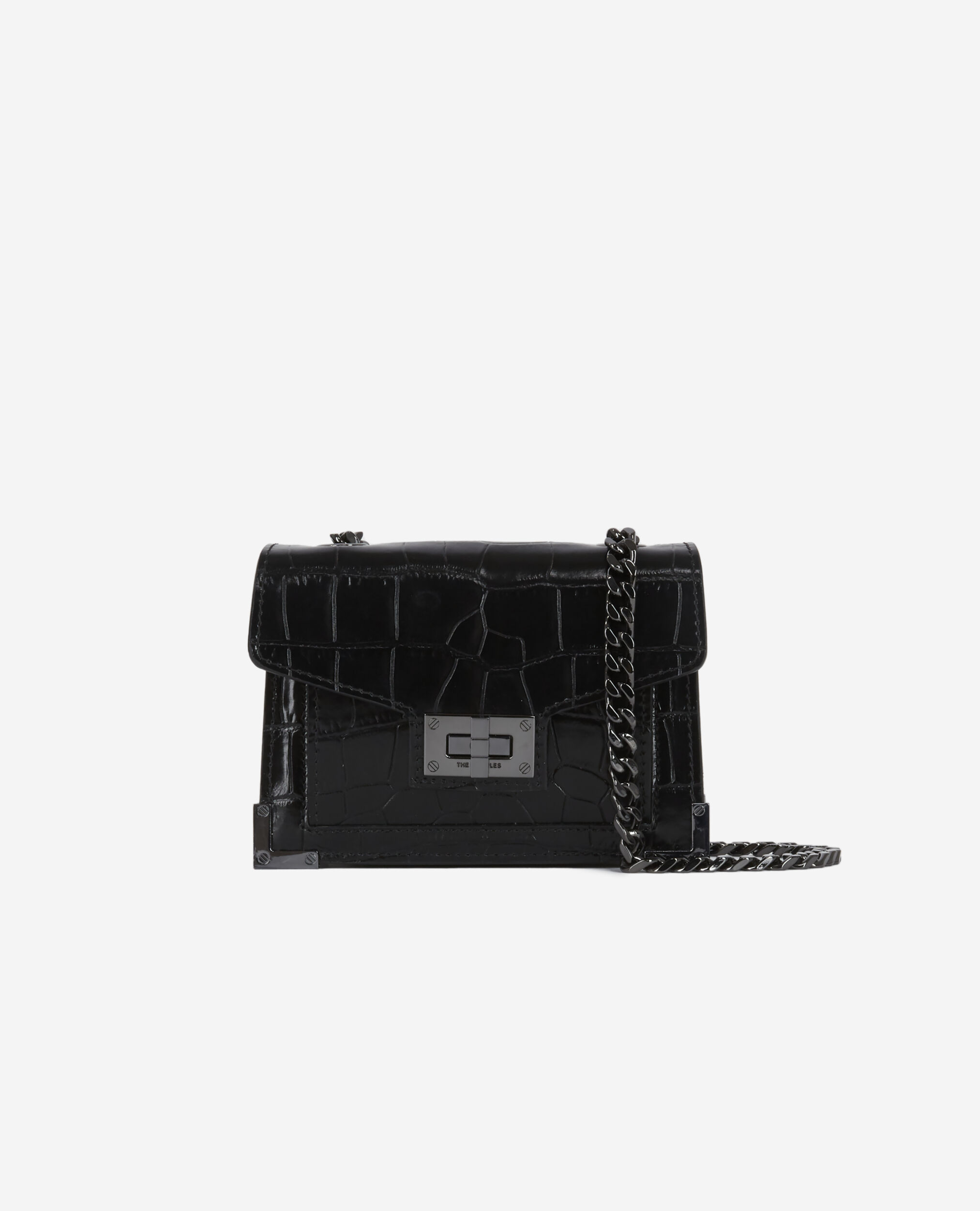 Small Emily bag in black leather with studs and eyelets | The Kooples