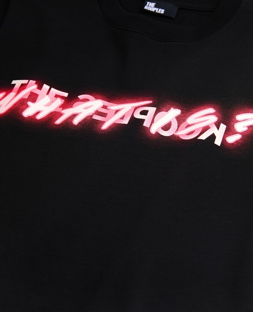 The Kooples DAMEN BLACK was is ein schwarzes t-shirt mit neoneffekt