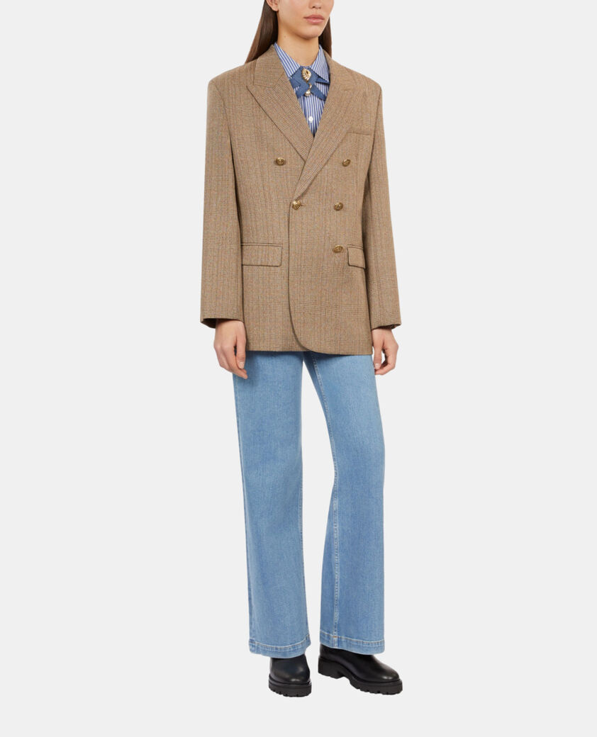 The Kooples WOMEN BROWN CHEVRON brown wool herringbone blazer