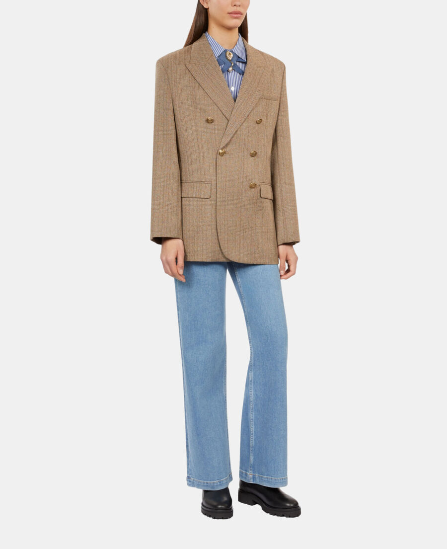 The Kooples FEMME BROWN CHEVRON blazer chevron en laine marron