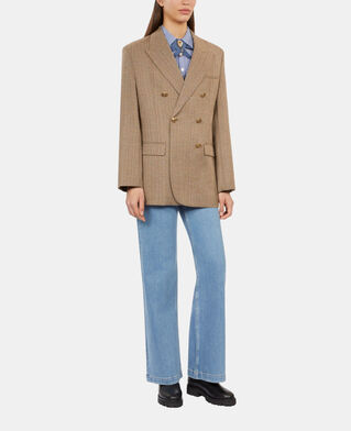 The Kooples FEMME BROWN CHEVRON blazer chevron en laine marron