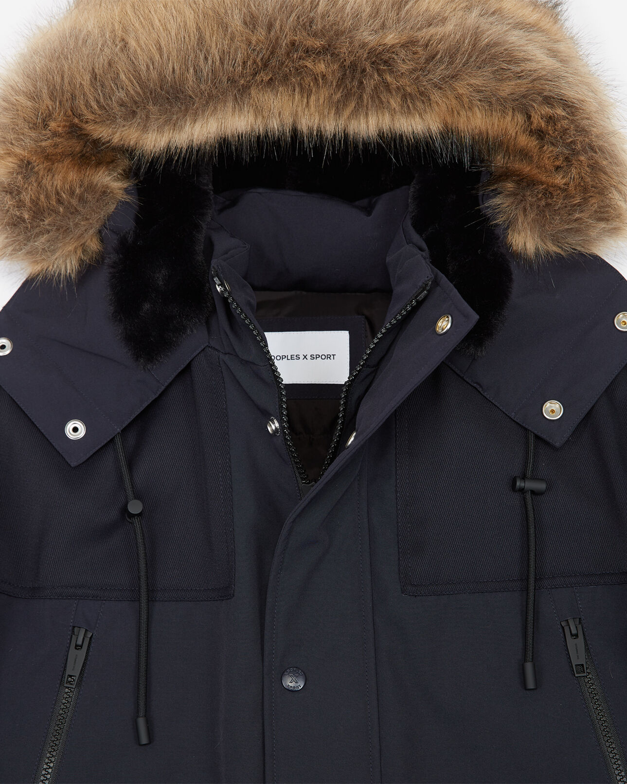 The Kooples HOMME DARK NAVY parka courte polyester bleue capuche