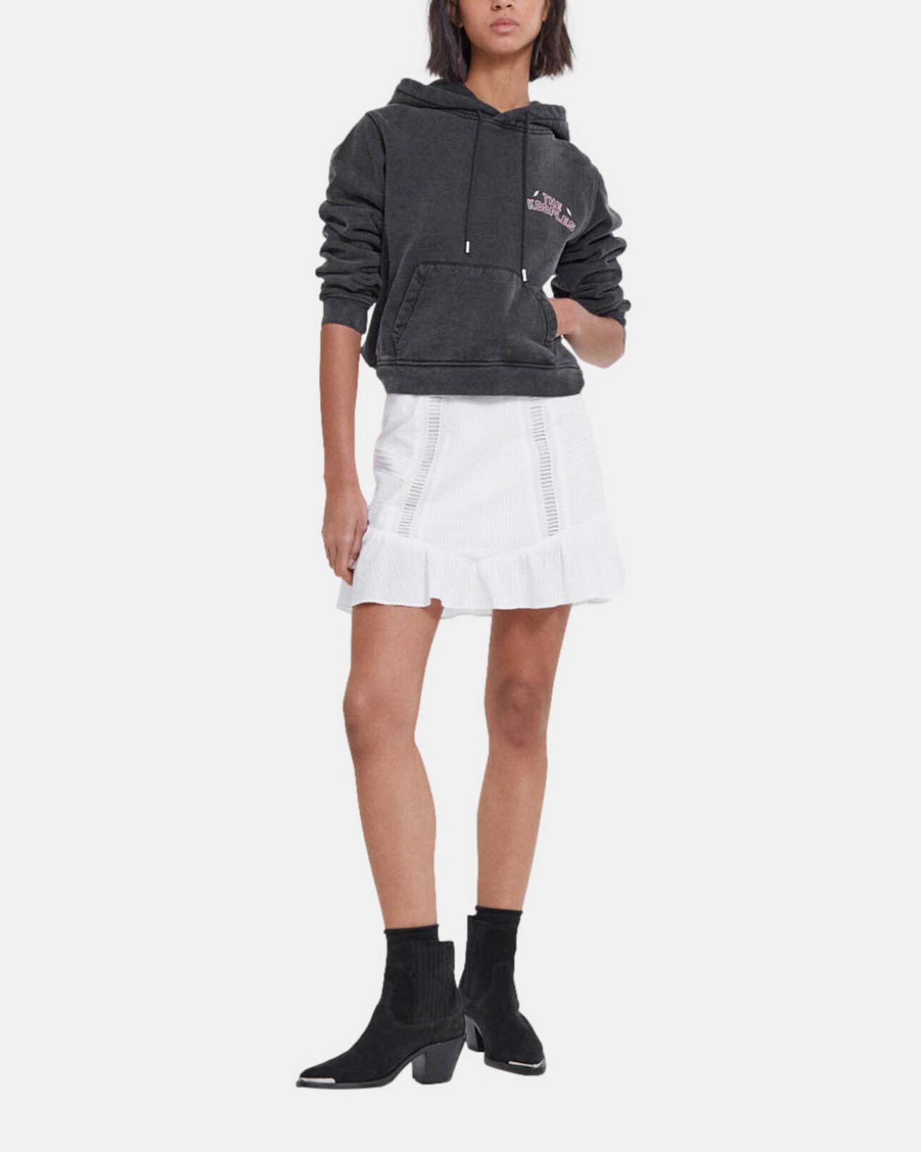 The Kooples MUJER OFF WHITE falda corta blanco crudo algodón inglés