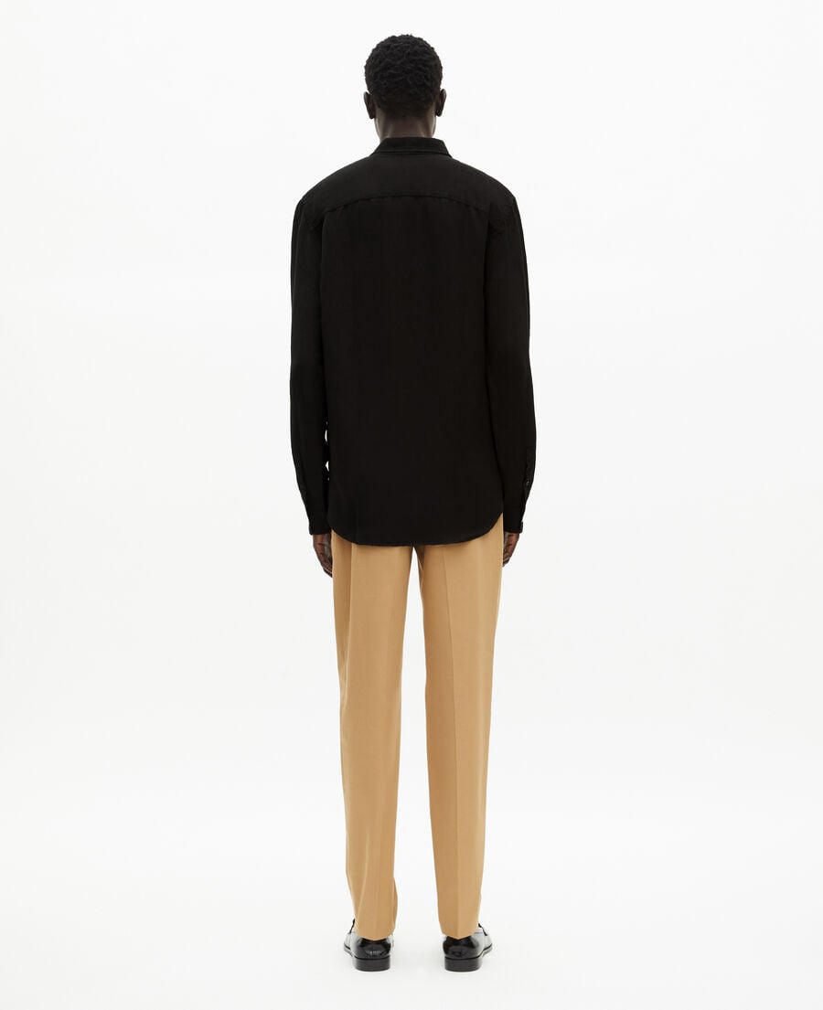 The Kooples MEN BLACK black linen mix shirt