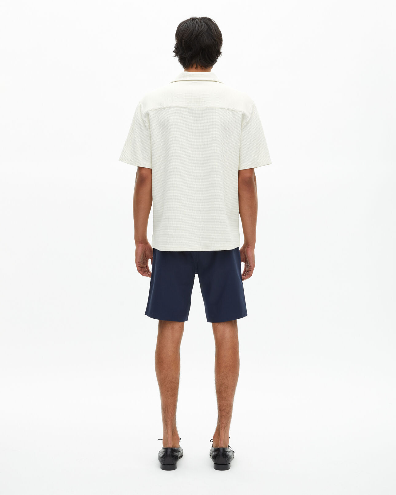 The Kooples HOMME ECRU chemise manches courtes nid d'abeille écrue