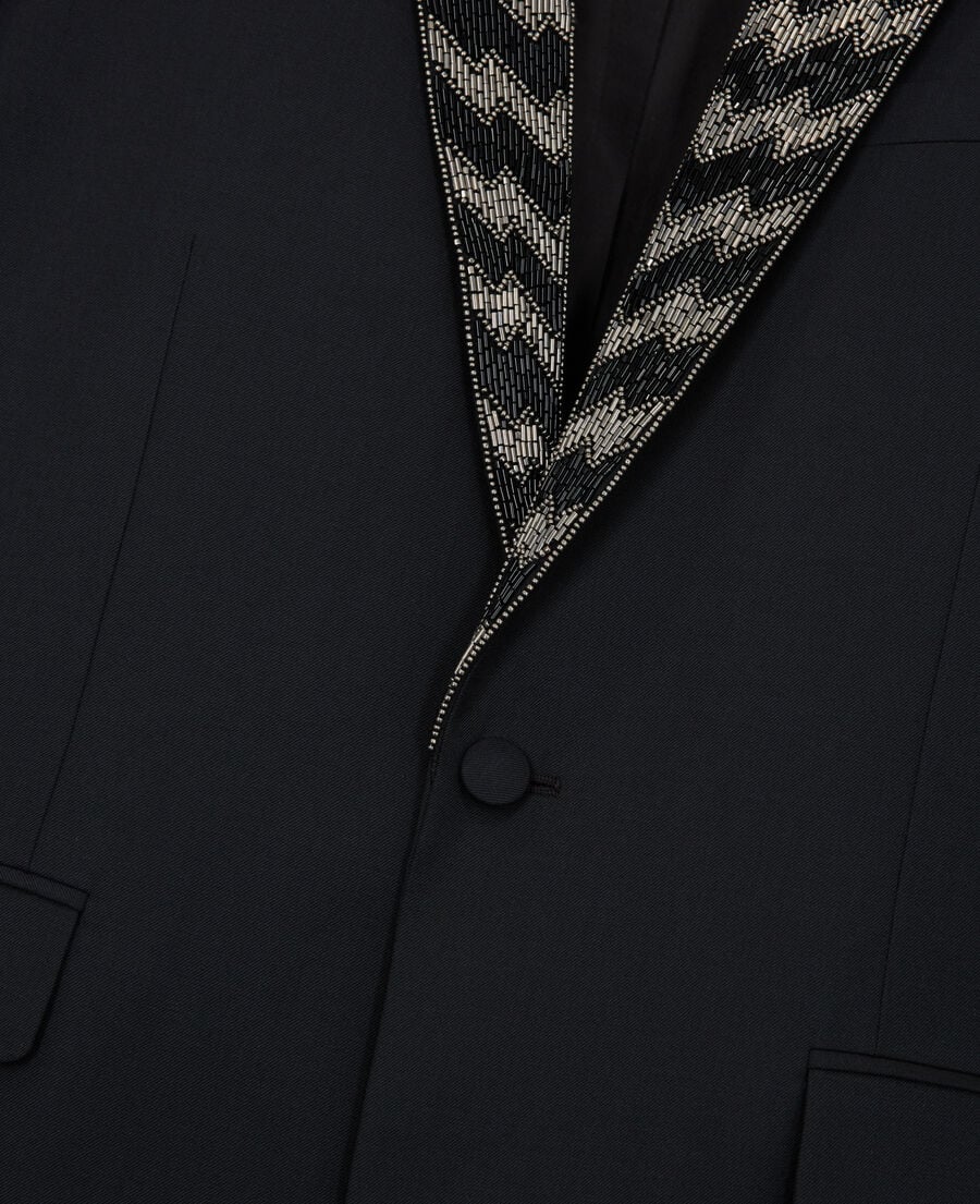 The Kooples HOMME BLACK veste à revers noire