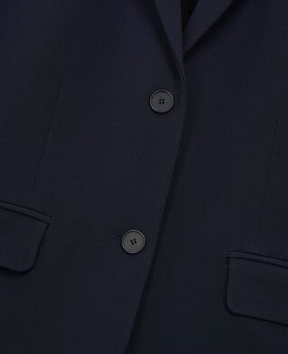The Kooples F DARK NAVY navy blue structured-cut crepe suit jacket