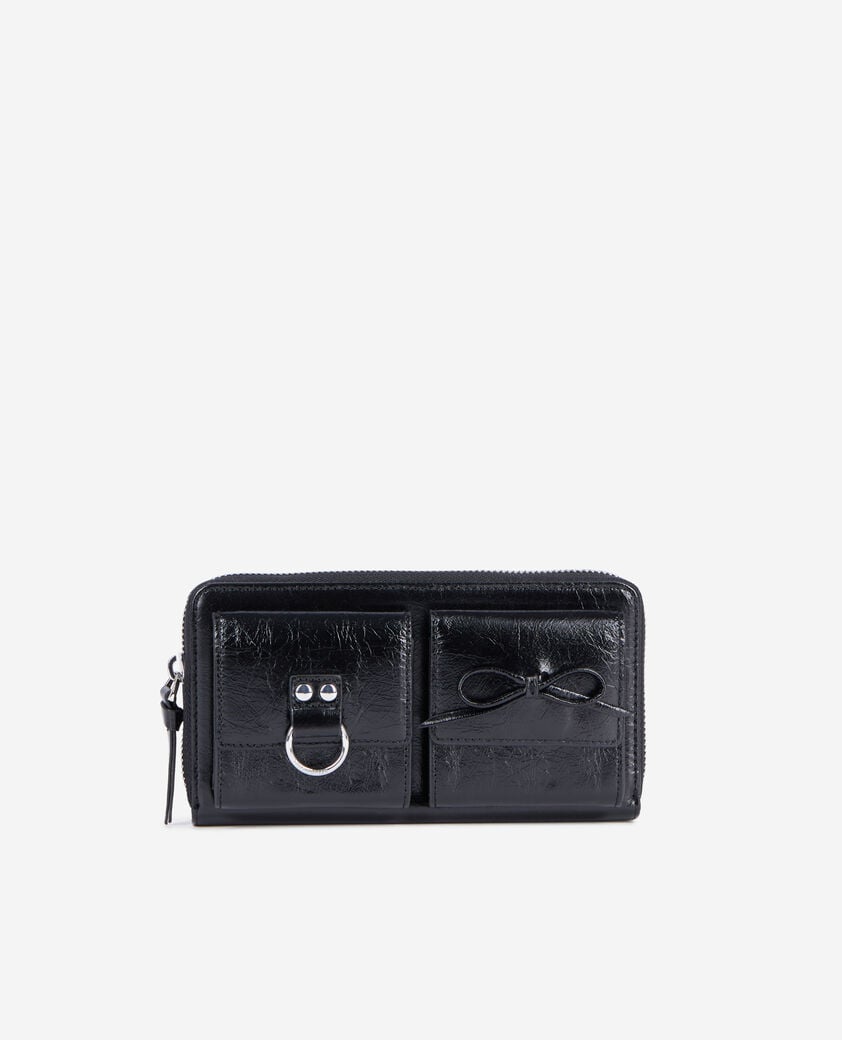 The Kooples DAMEN BLACK amelia geldbörse aus schwarzem leder