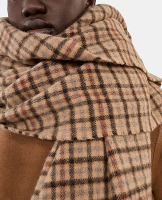 The Kooples M BEIGE / BROWN / BLACK checked wool scarf