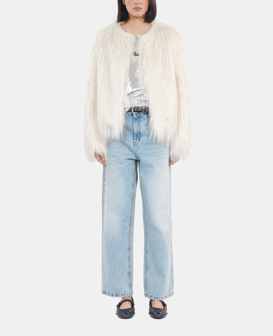 The Kooples F ECRU ecru faux fur coat