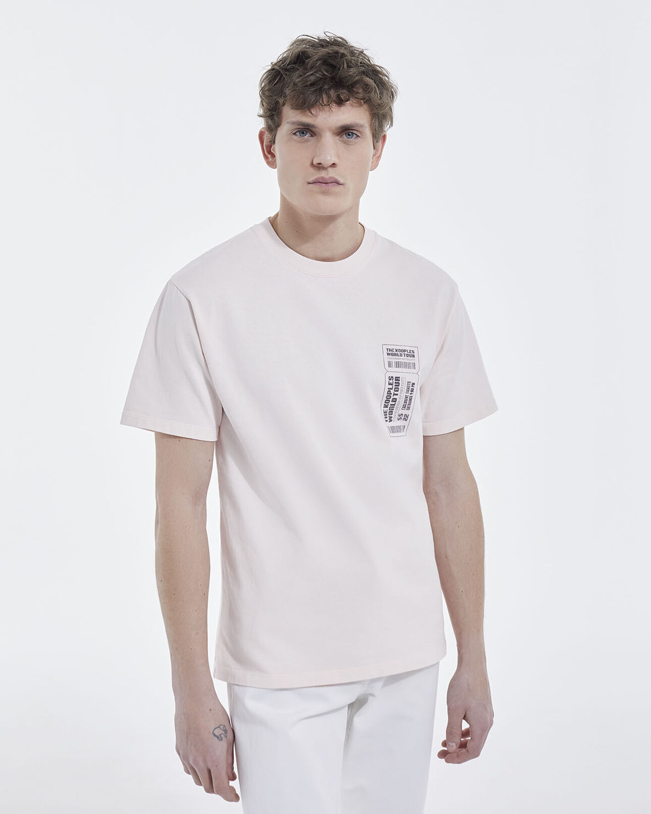 The Kooples MEN PINK pink cotton t-shirt with the kooples logo