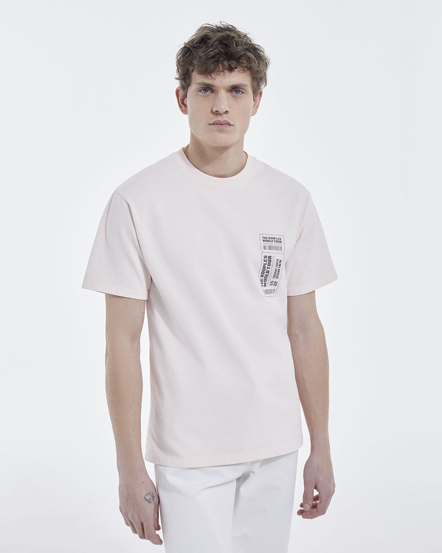 Pink cotton T-shirt with The Kooples logo, PINK, hi-res image number null