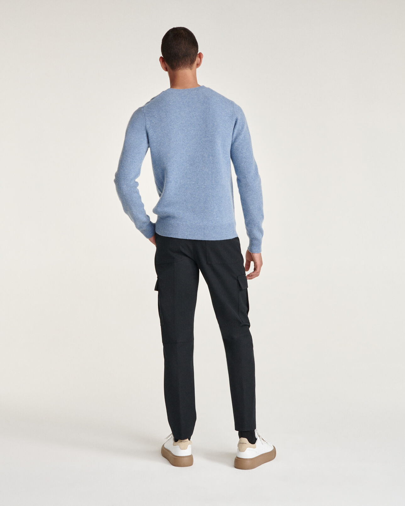 The Kooples MEN LIGHT BLUE sky blue wool sweater with embroidered heart