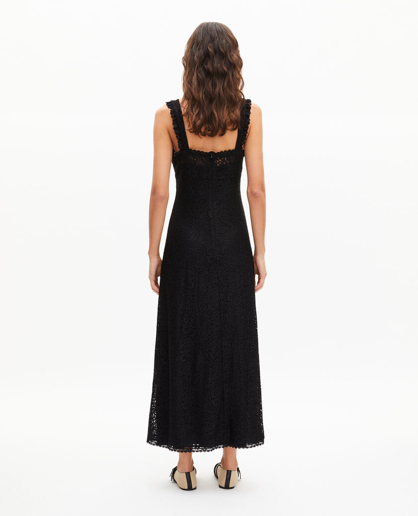 The Kooples DAMEN BLACK langes kleid aus schwarzer spitze