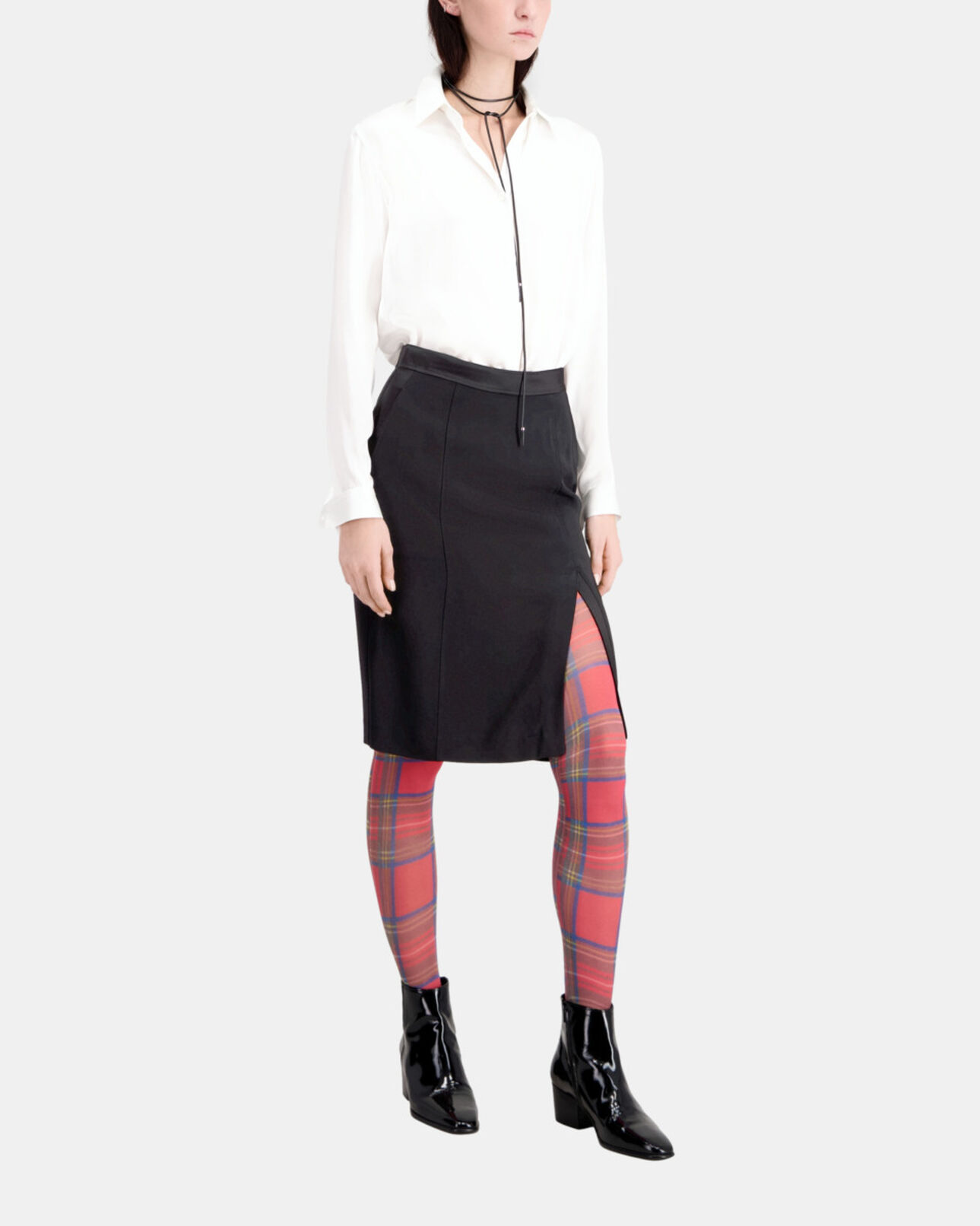 The Kooples WOMEN BLACK black midi pencil skirt