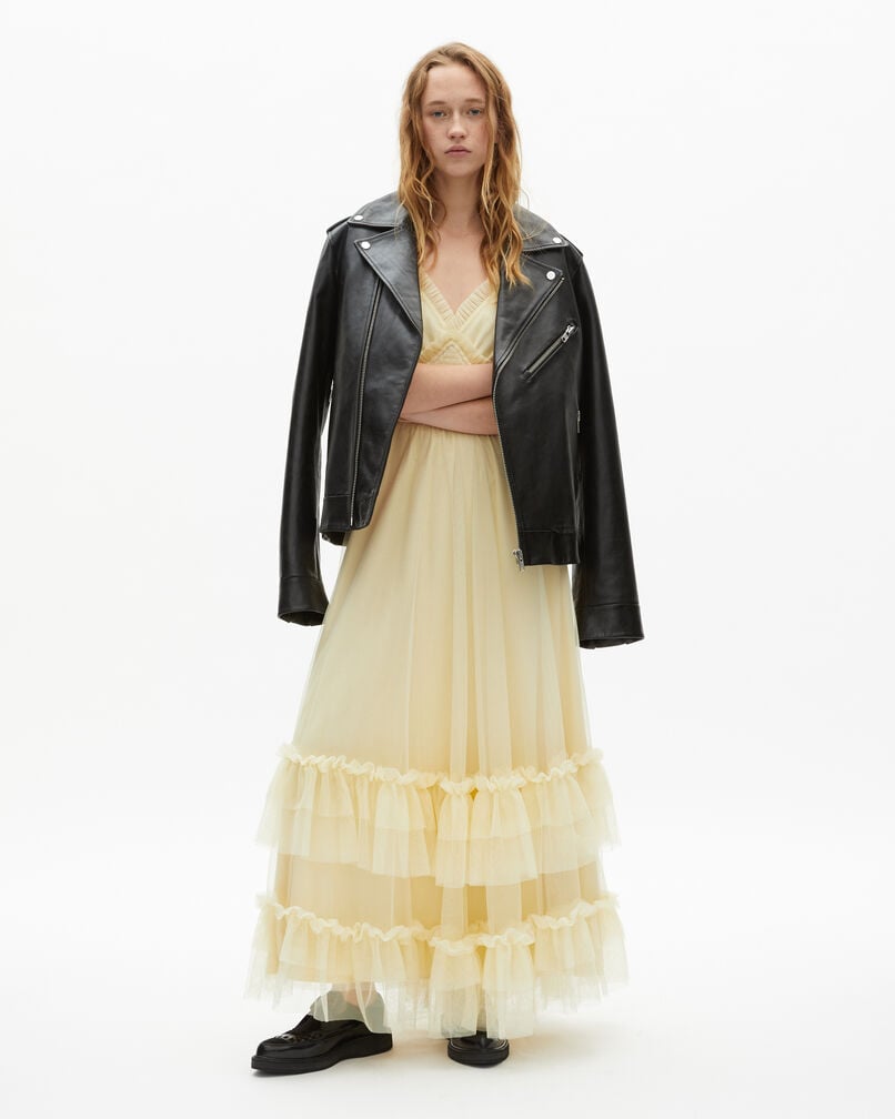 The Kooples FEMME LIGHT YELLOW robe longue en tulle jaune